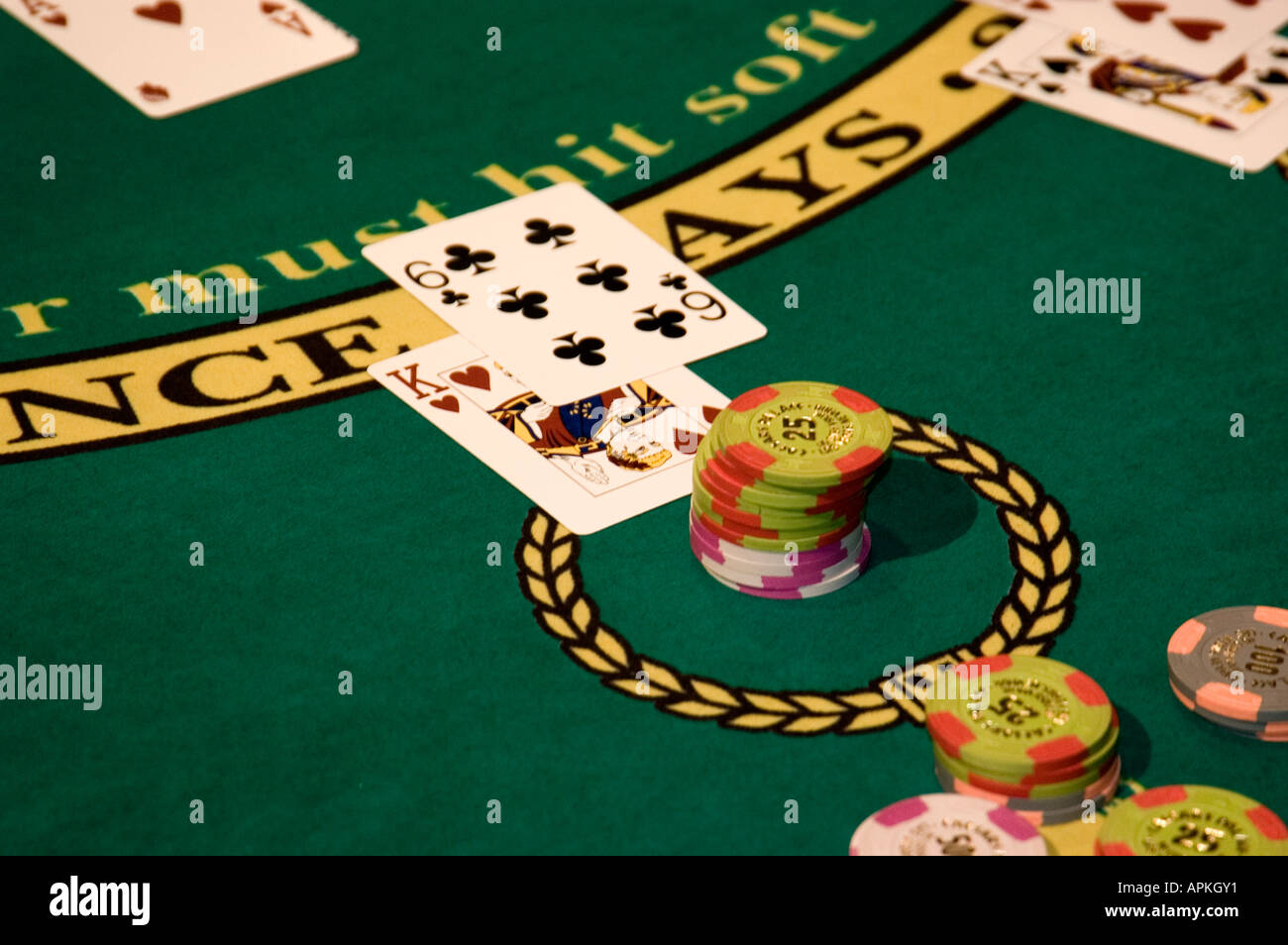 Blackjack hand in Las Vegas Nevada Caesars Palace and Casino Stock