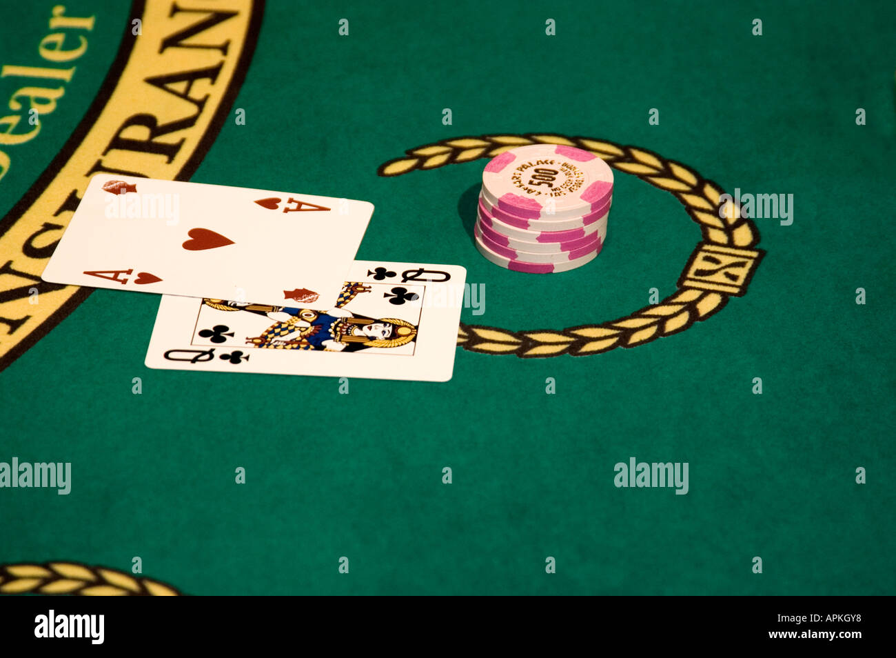 Blackjack hand in Las Vegas Nevada Caesars Palace and Casino Stock Photo Alamy
