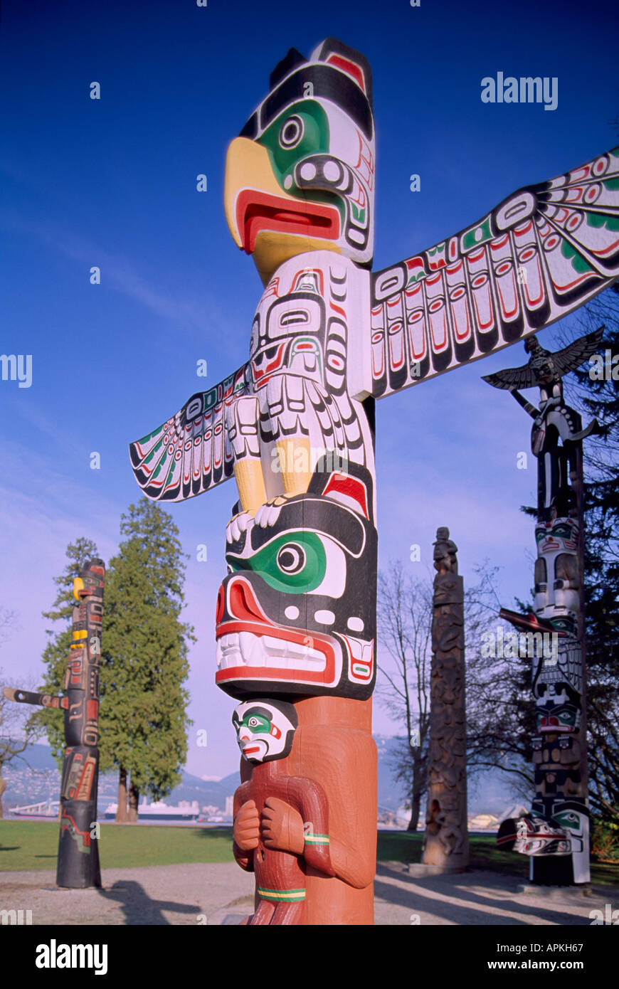 Totem Poles at Brockton Point in Stanley Park in Vancouver British