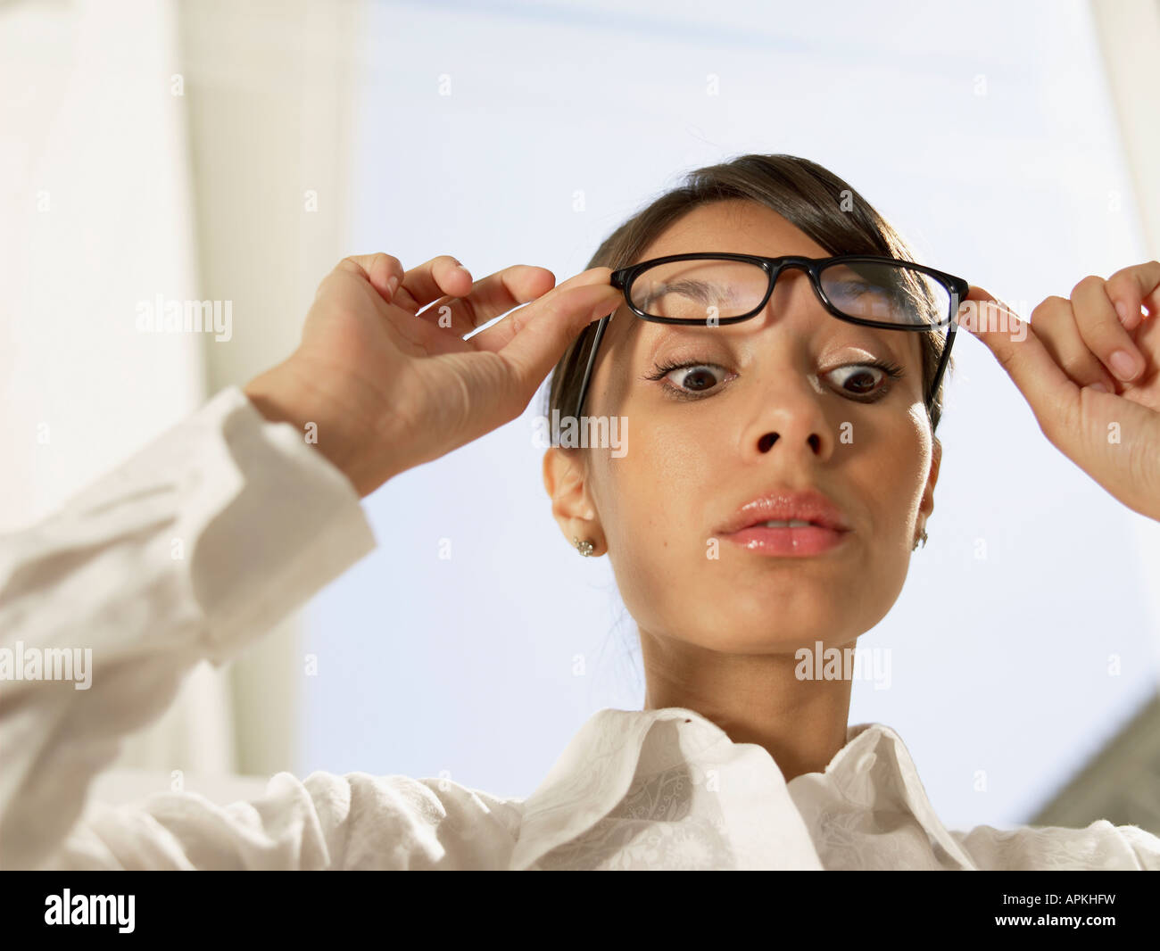 Woman wearing eyeglasses eyesight hi-res stock photography and images ...