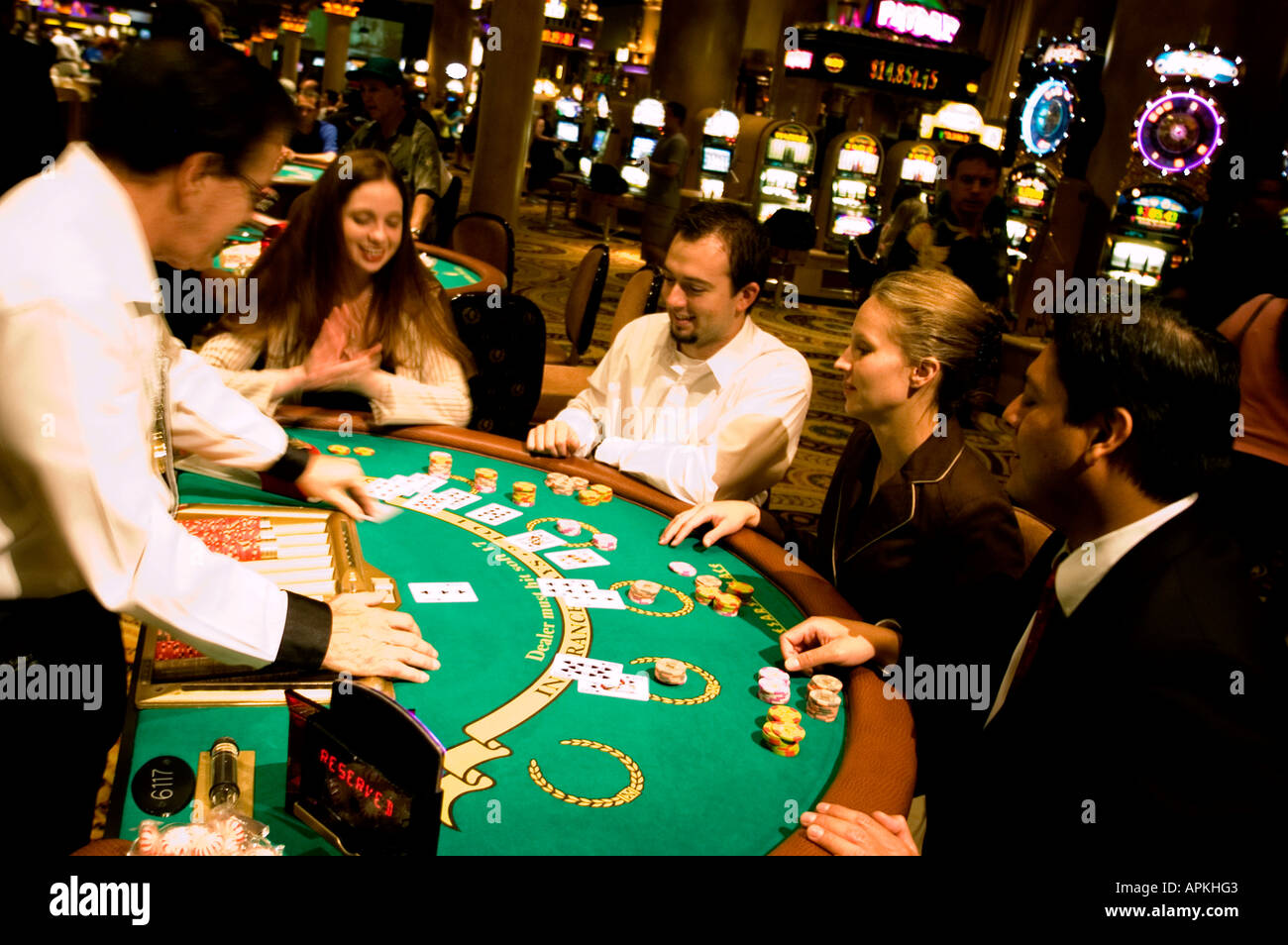 Blackjack table in Las Vegas Nevada Caesars Palace and Casino Stock