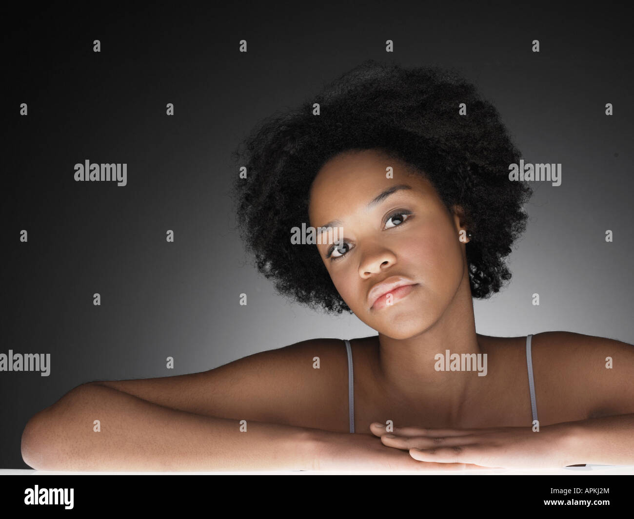 Pensive african woman hi-res stock photography and images - Alamy