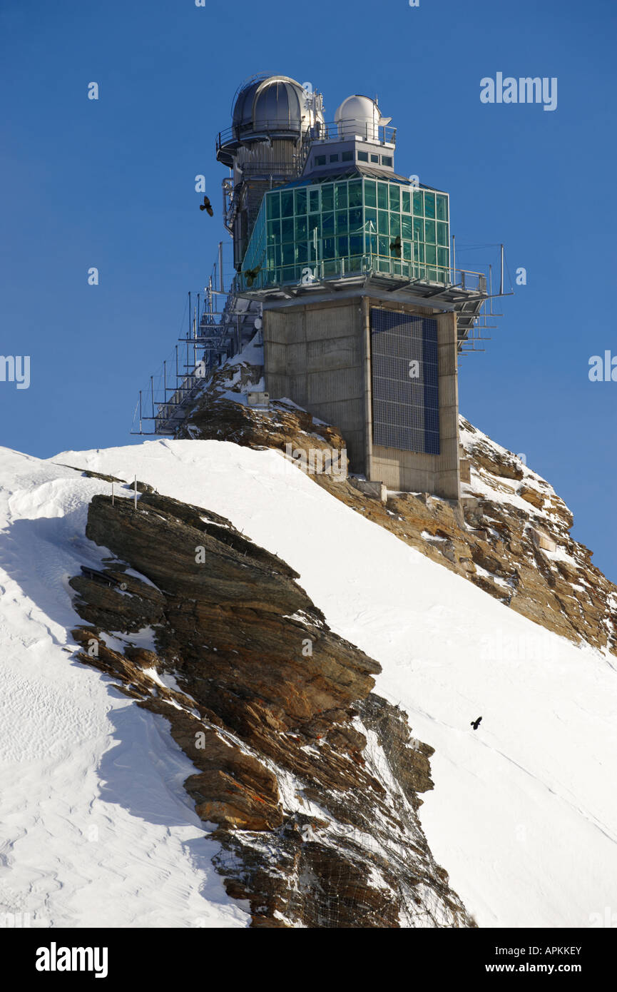 Jungrfrau Top of Europe observatory, Jungfrau plateau Swiss Alps, Switzerland. Stock Photo
