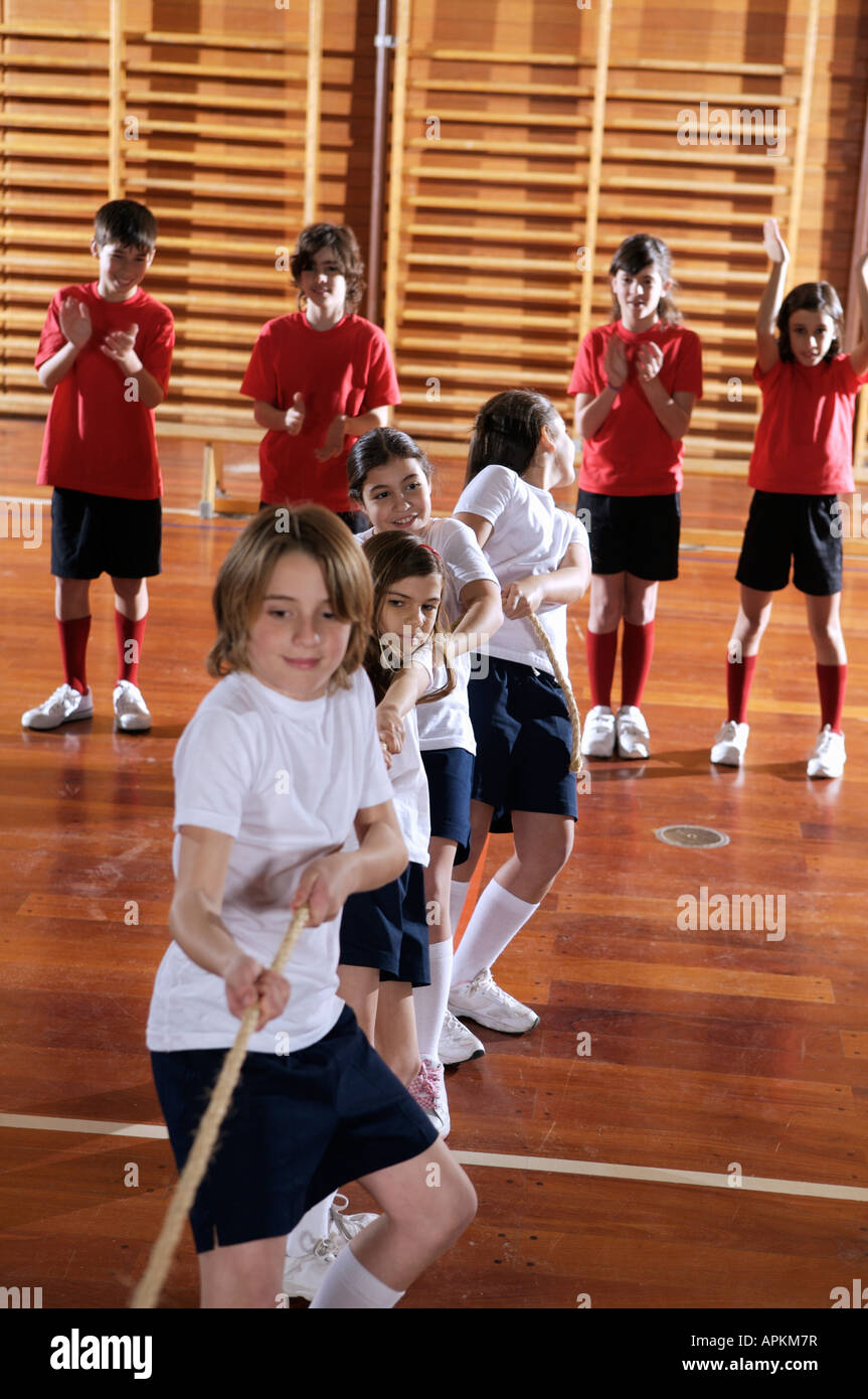 Students in school gym Stock Photo Alamy