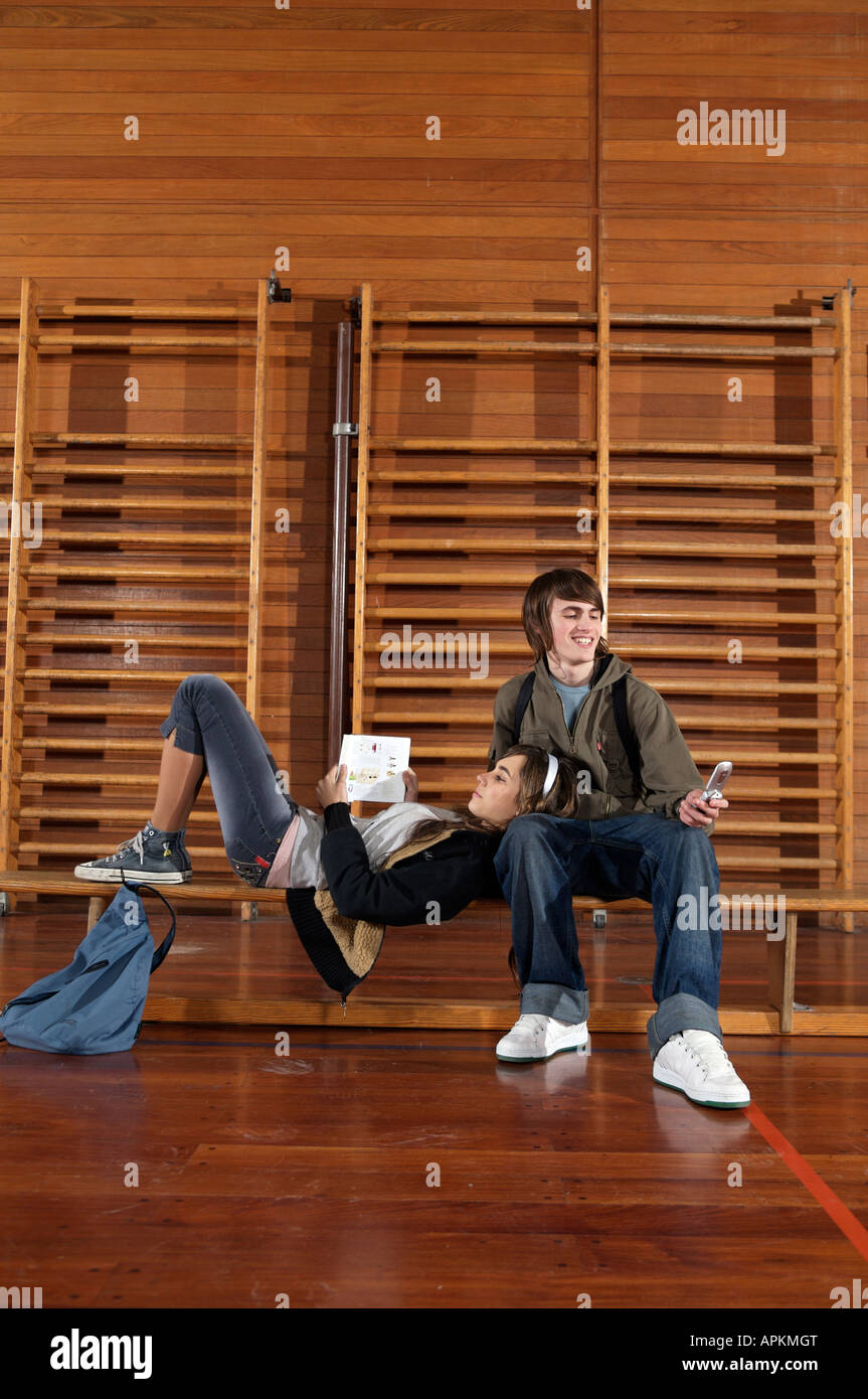 Students in school gym Stock Photo Alamy