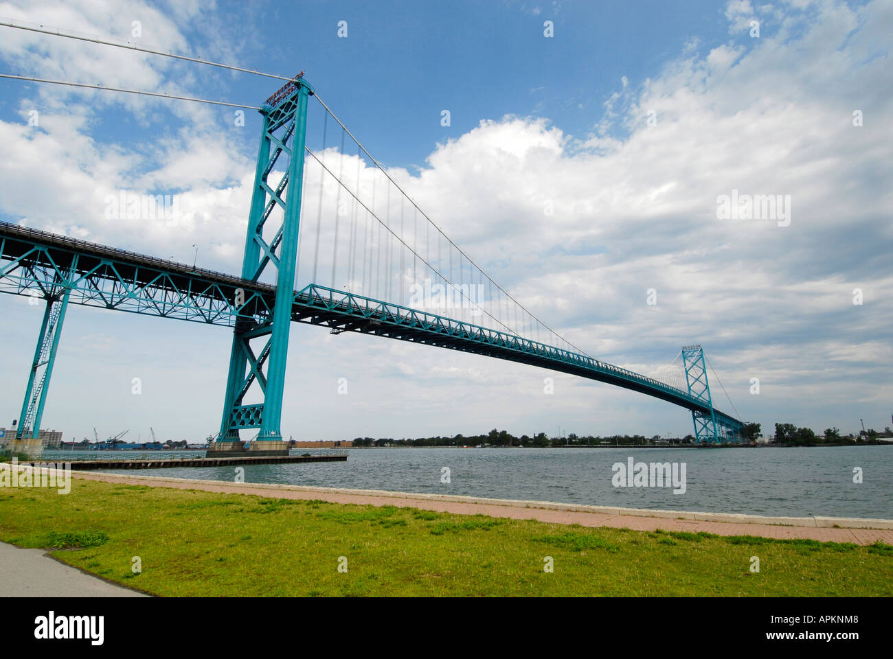 Windsor Bridge an International bridge connecting Canada and the United States at Detroit Michigan and Windsor Ontario Stock Photo