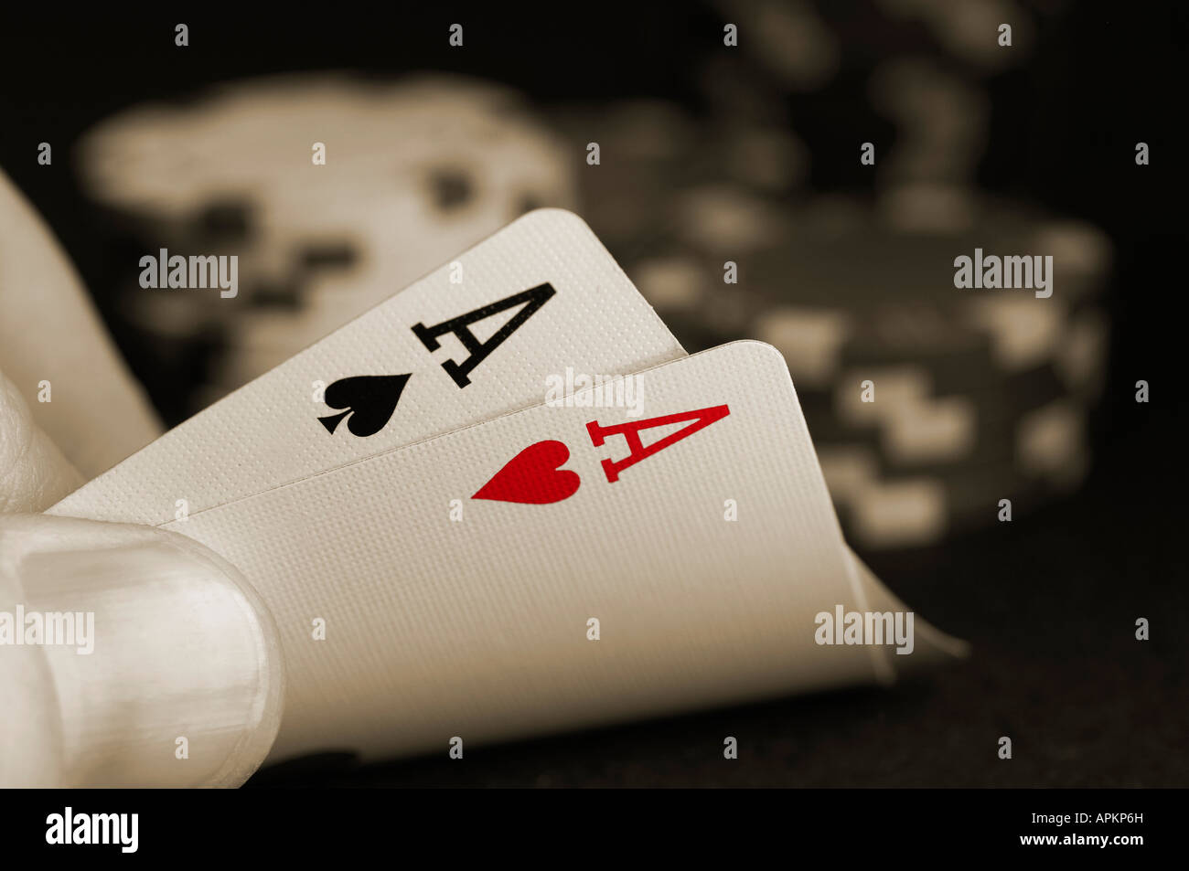 Pair of aces in card game Stock Photo Alamy