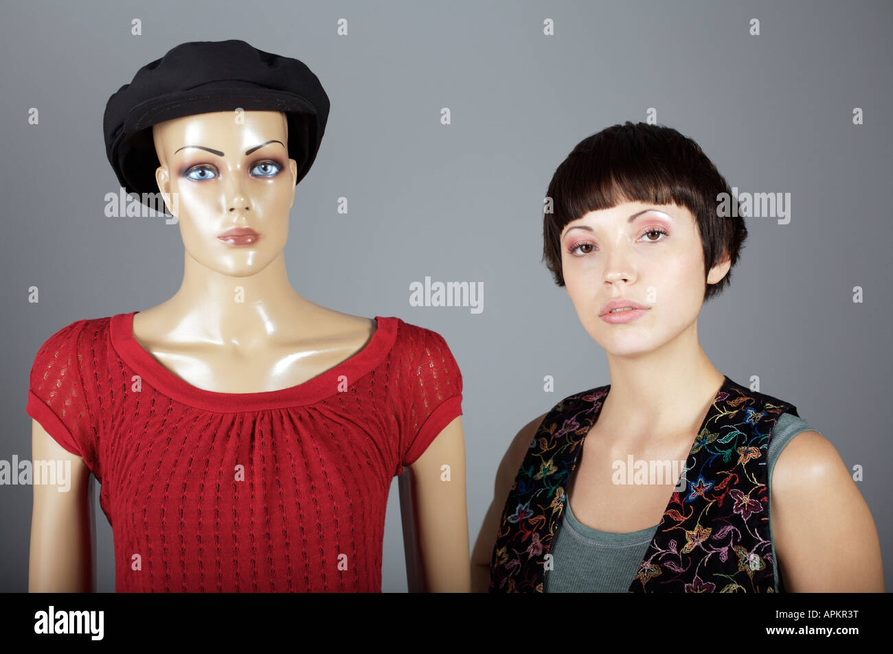 Female dummy and young woman Stock Photo Alamy