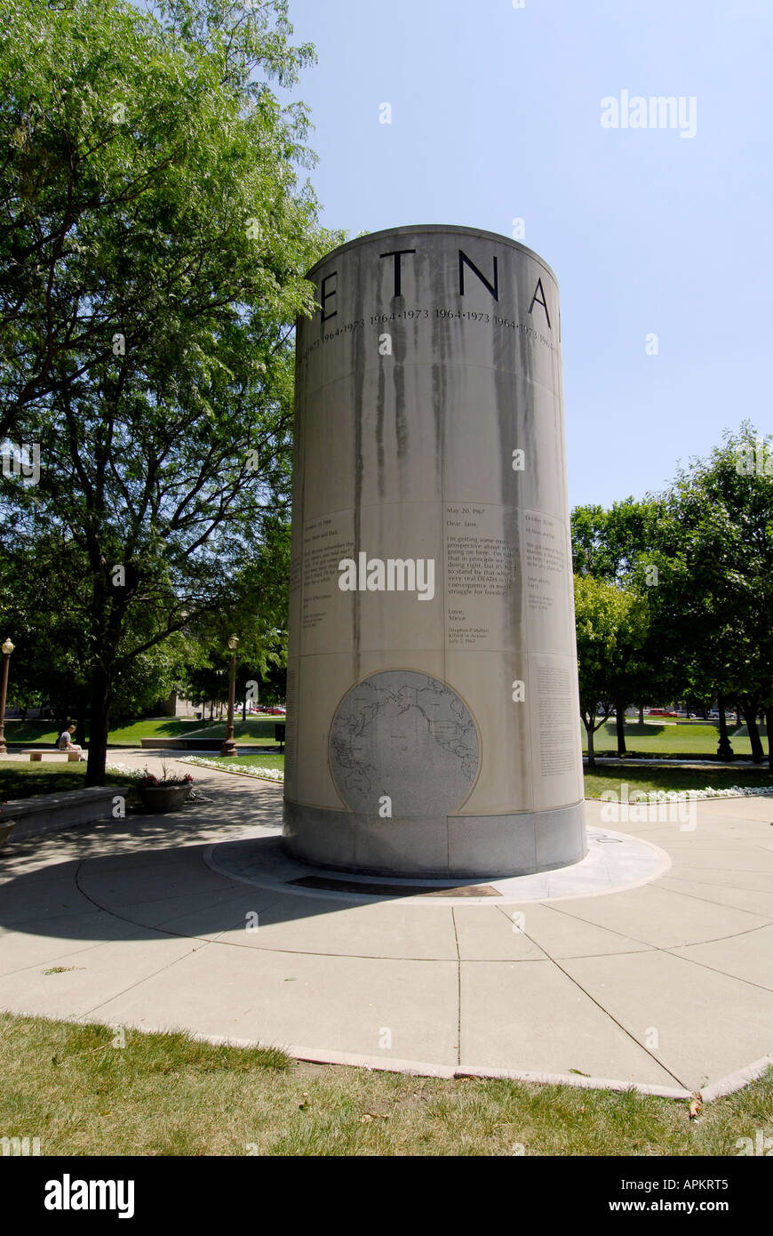 Vietnam Memorial at University Park commemorate the War history downtown Indianapolis Indiana IN Stock Photo