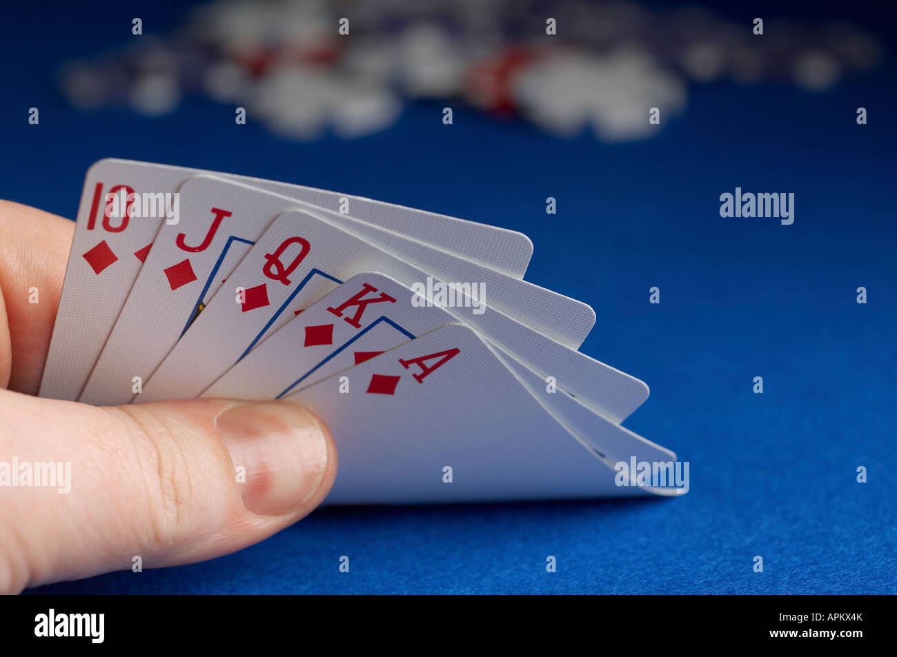Royal Flush in poker game Stock Photo Alamy