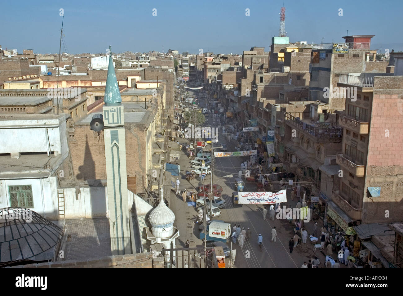 The old city of Peshawar seen from the roofs, in Pakistan Stock Photo ...