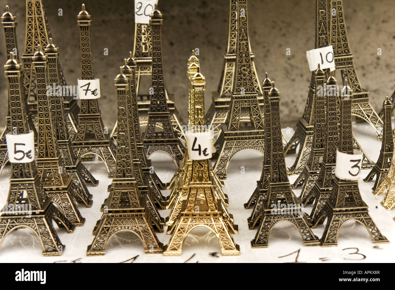 selling of Eiffel Tower souvenirs, France, Paris Stock Photo