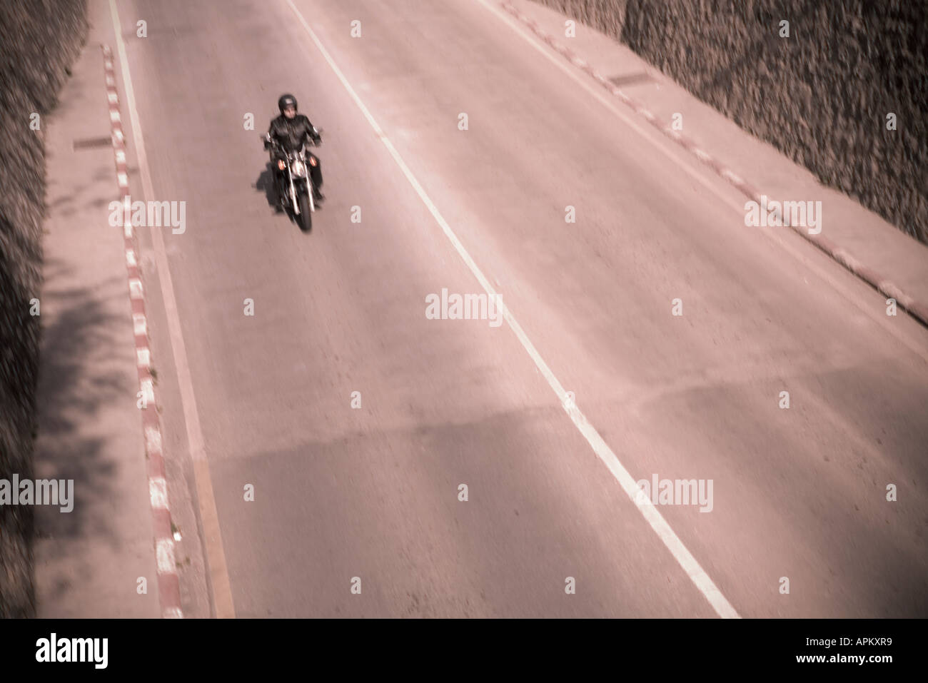 Motorbike on highway Stock Photo