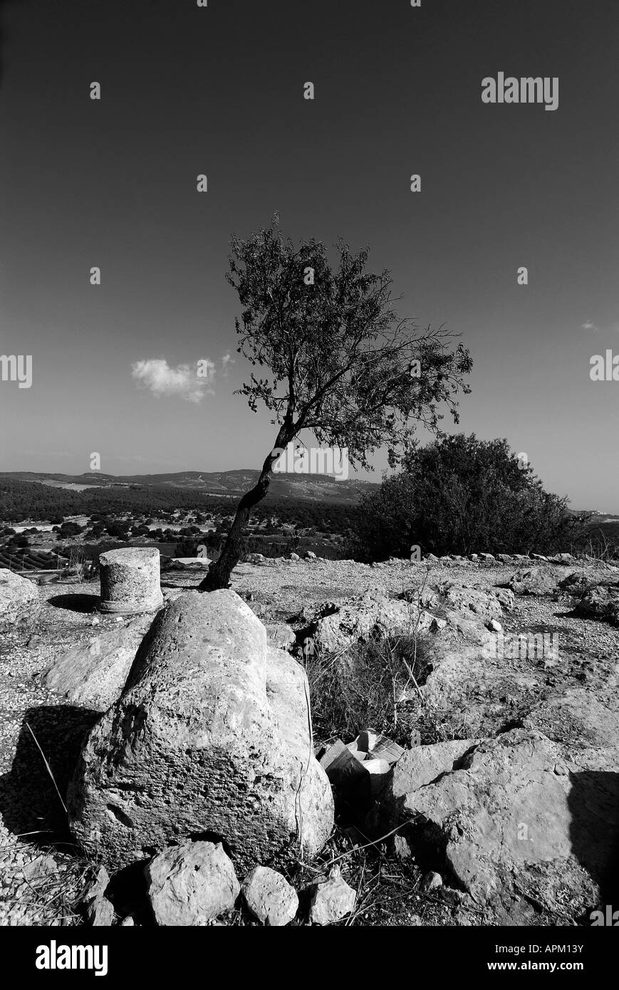 Ruins of Ancient Synagogue at Meron Israel Stock Photo