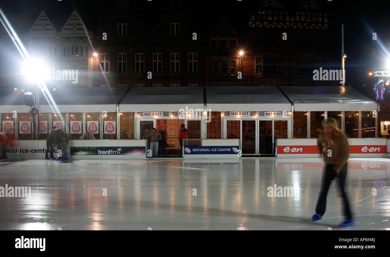 The outdoor ice rink in place in Nottinghams City Centre during Christmas 2007.Market Square