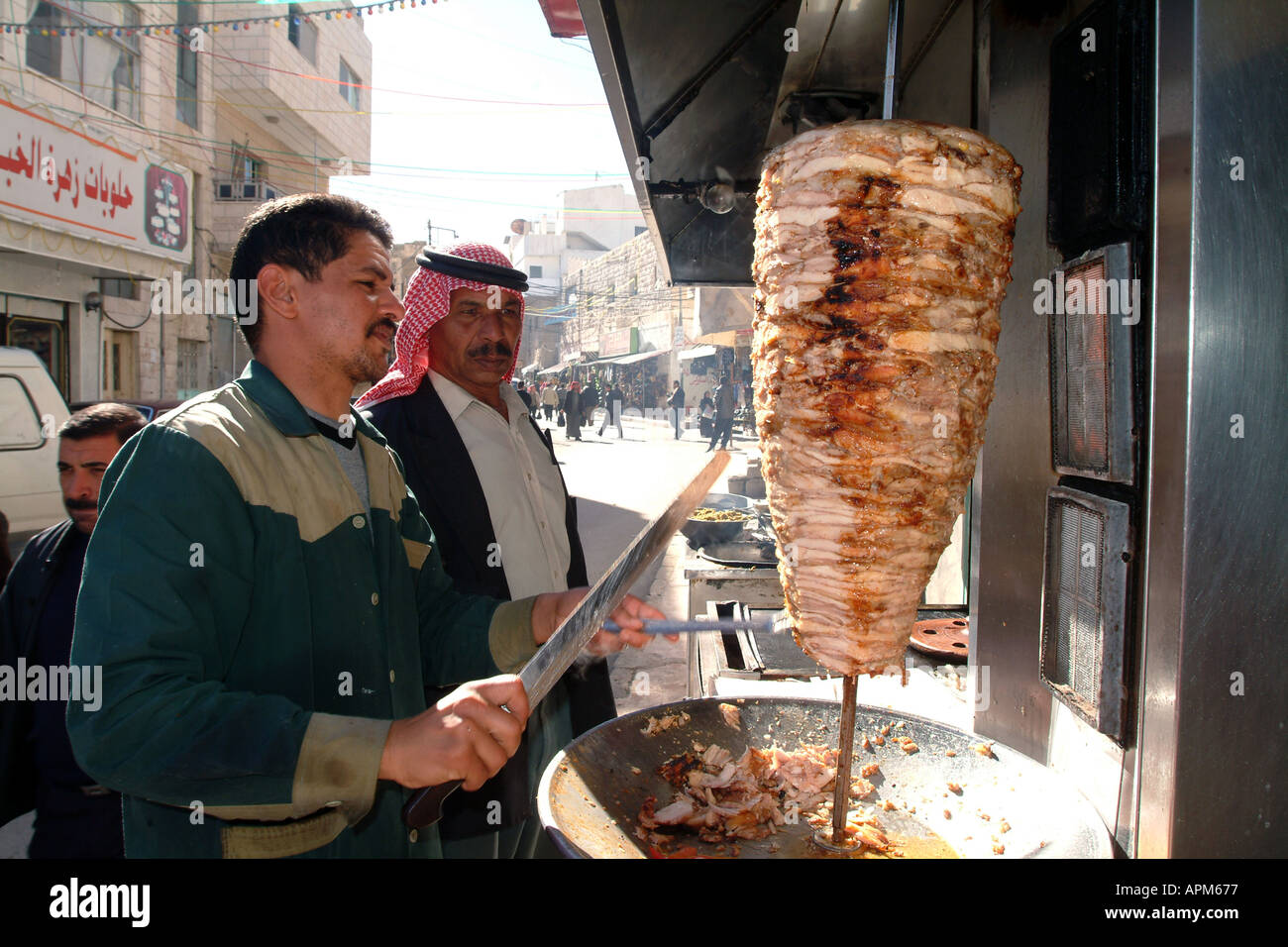 Jordanian shawerma doner kebab food outlet Stock Photo Alamy