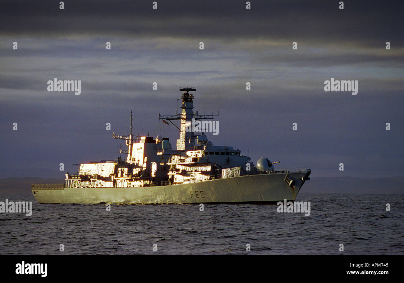 The Type 23 Frigate HMS Grafton during exercises off the West Coast of Scotland one of three of the class that was sold to the Chilean Navy Stock Photo