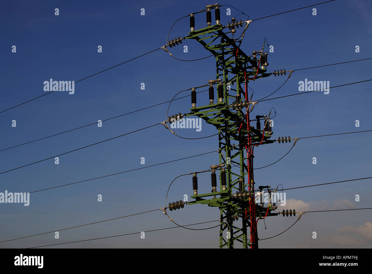 high voltage pylon in a clear and sunny day Stock Photo