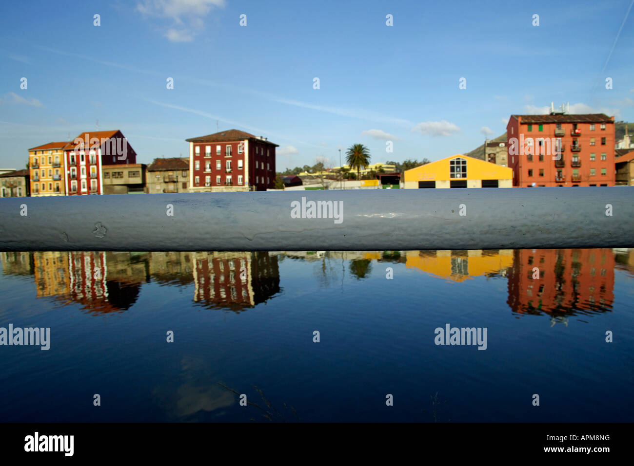 buildings reflected in the riverside of the bilbao estuary Stock Photo ...