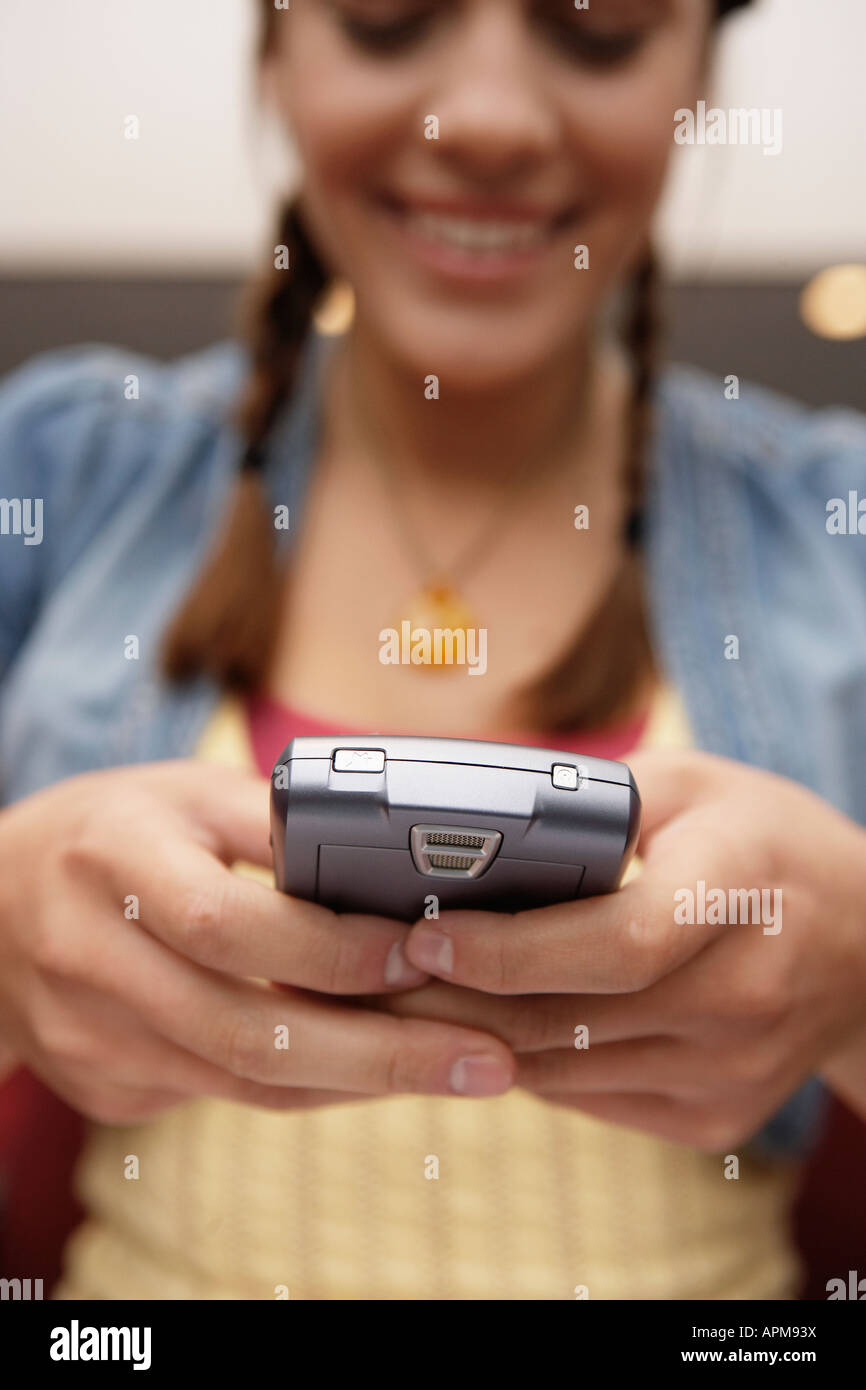 College student using PDA Stock Photo Alamy