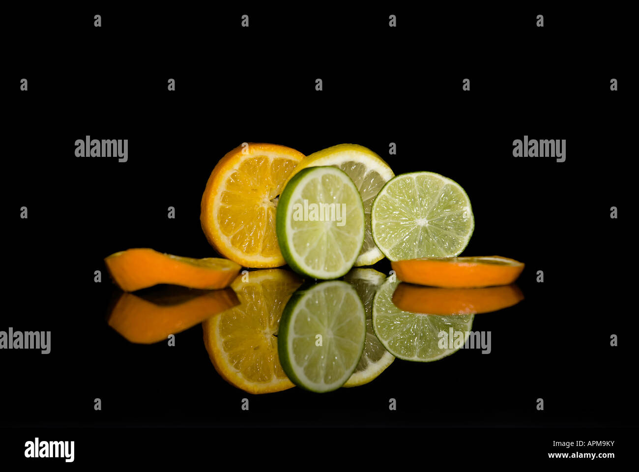 Variety of colorful fruits, orange, lemon and lime Stock Photo - Alamy