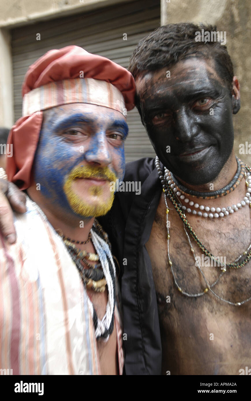 Portrait of a man partaking in the Battle of the Moors and Christians festival in Pollensa, Majorca, Spain. Stock Photo