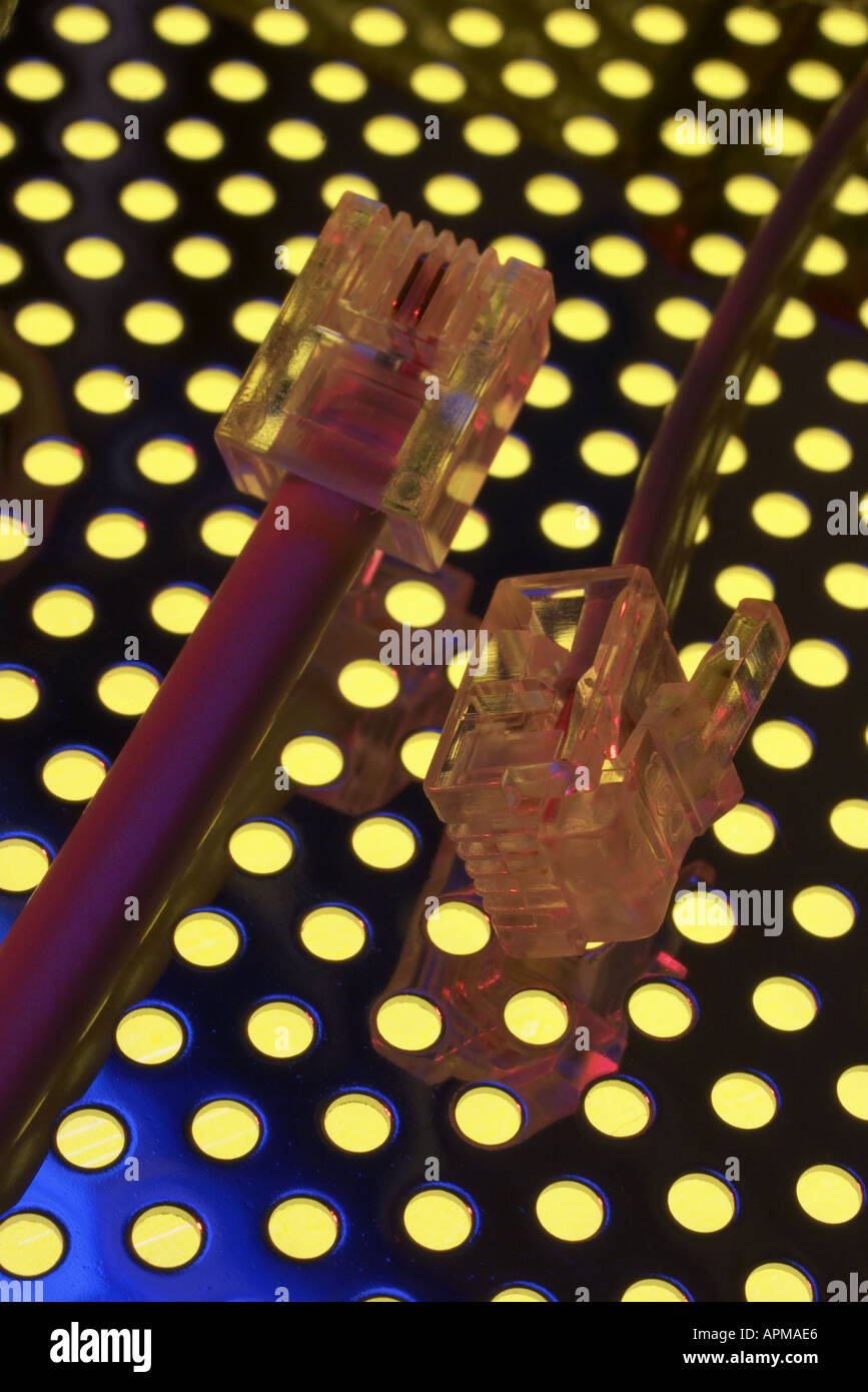 Telephone modem cable Stock Photo - Alamy