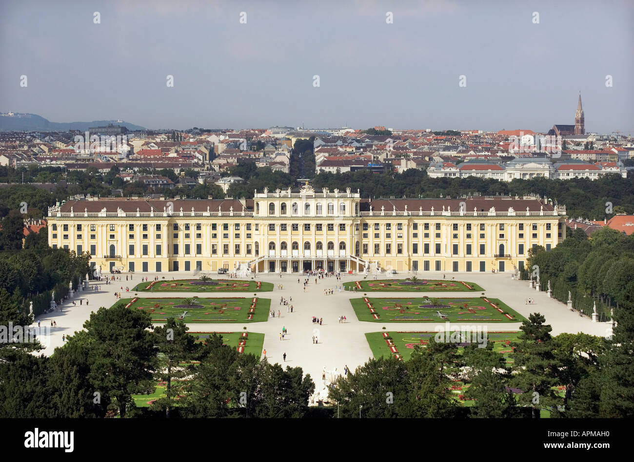 Austria, Vienna, exterior of Schoenbrunn Castle, elevated view Stock Photo
