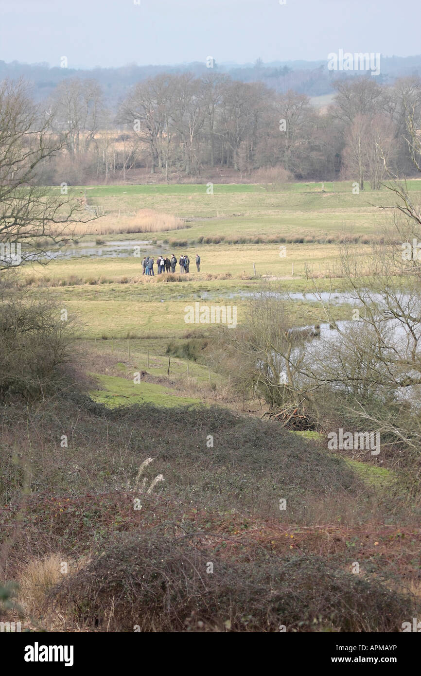 A group of young lads walking in English countryside in Winter. West Sussex, England, UK Stock Photo