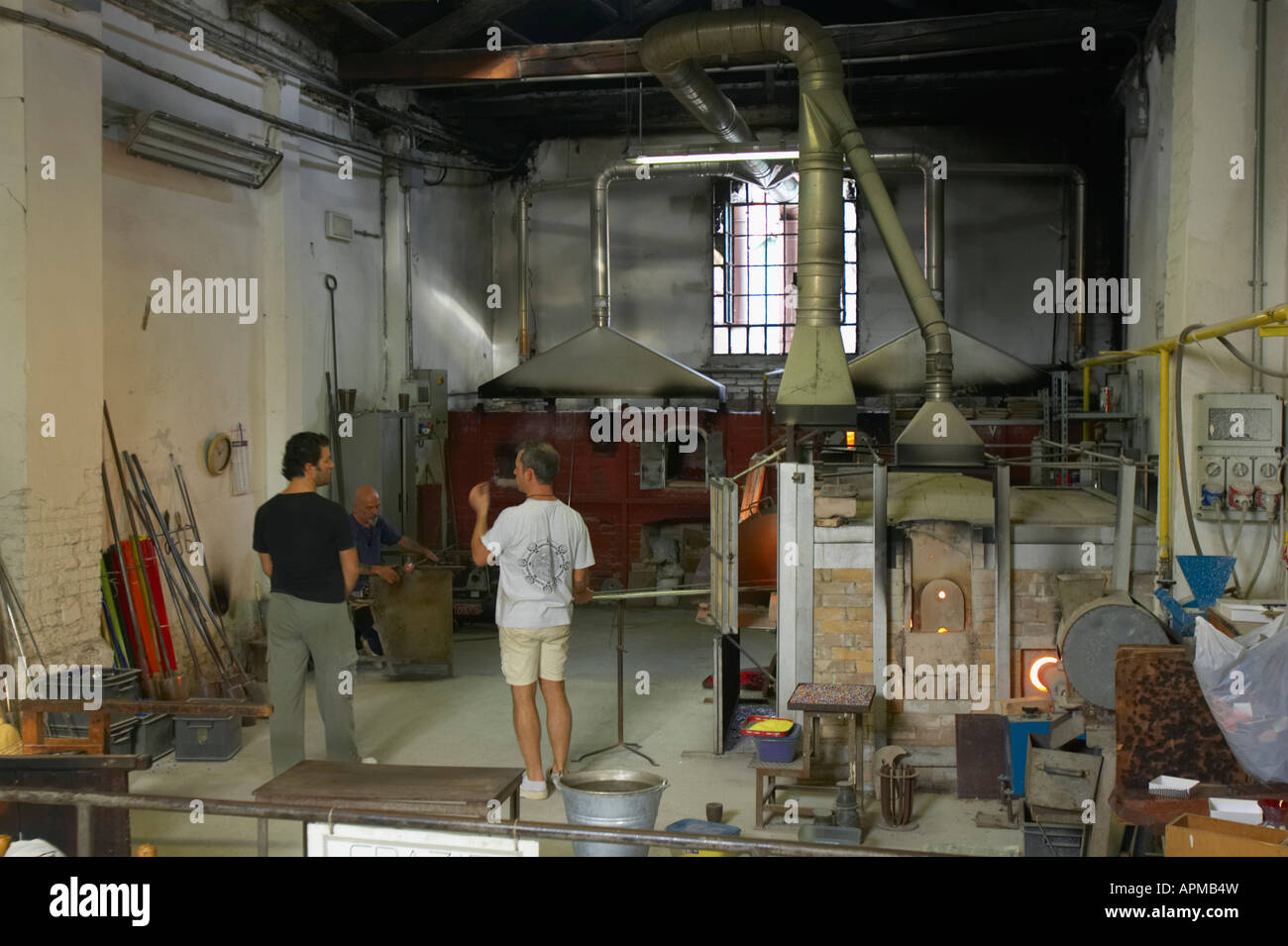Glass Blowers Working On The Island Of Murano Venice Italy Stock Photo
