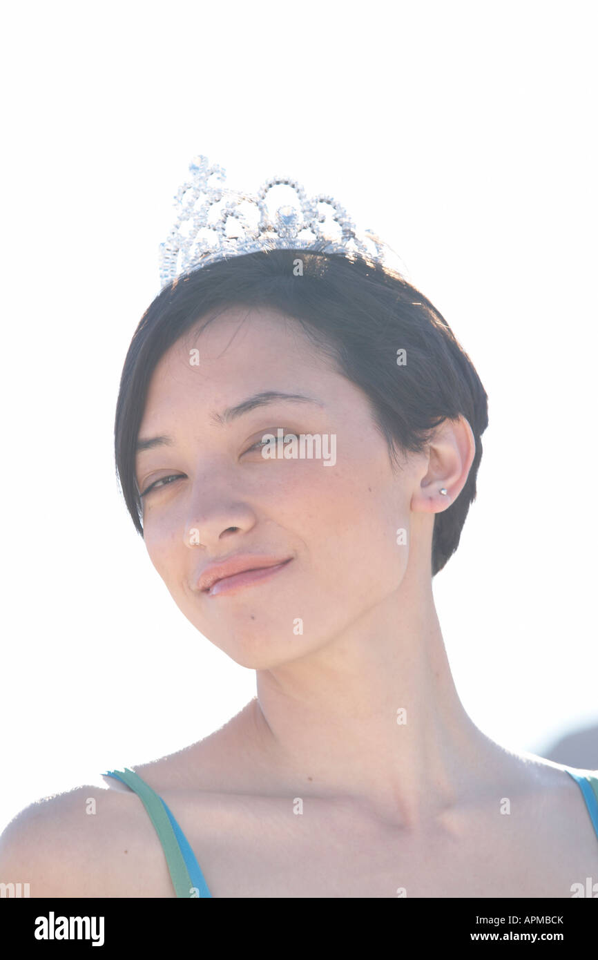 Woman wearing tiara (portrait) Stock Photo