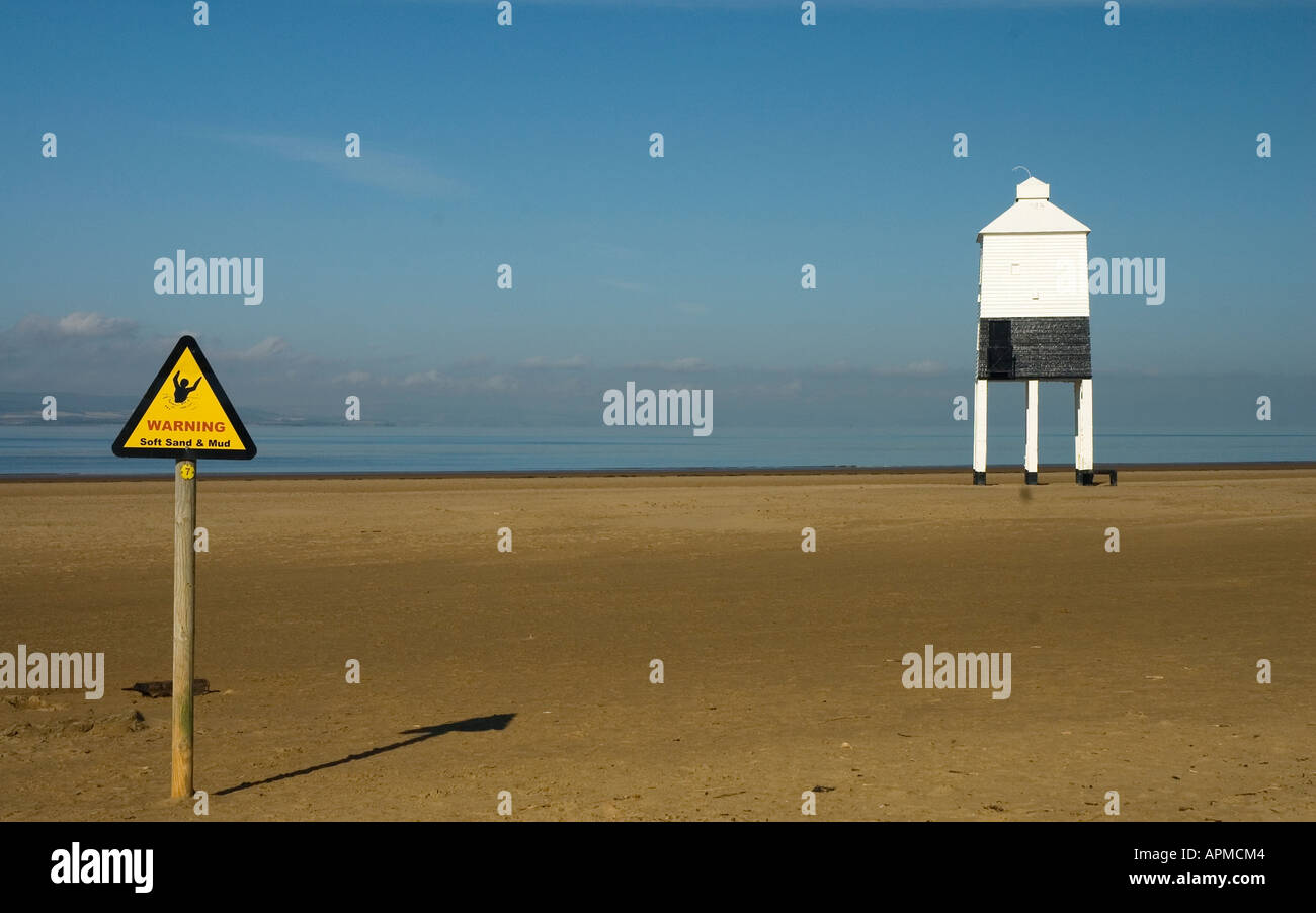 Lighthouse warnig sign Burnham On Sea Somerset England Stock Photo Alamy