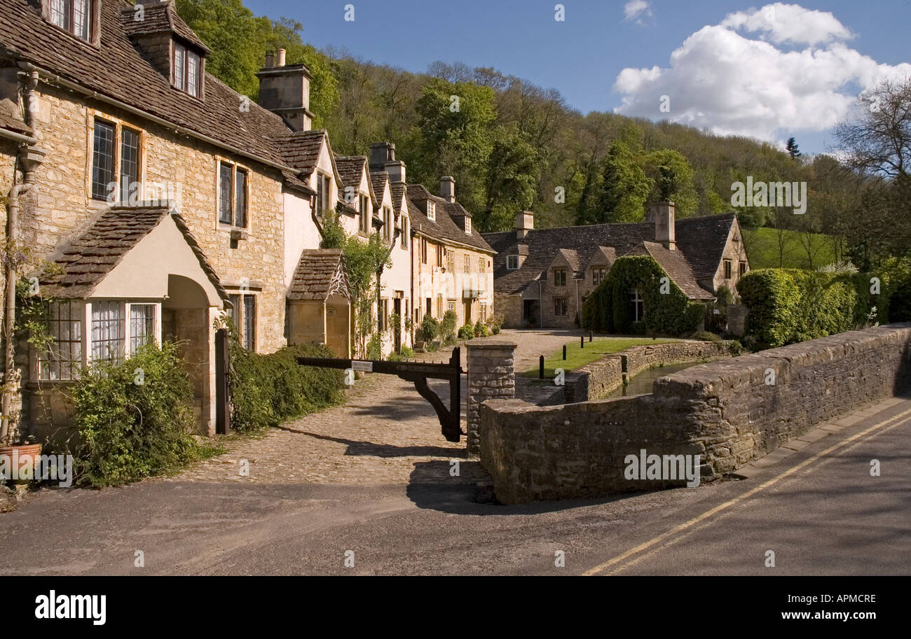 Weavers Cottages Castle Combe Wiltshire England Stock Photo