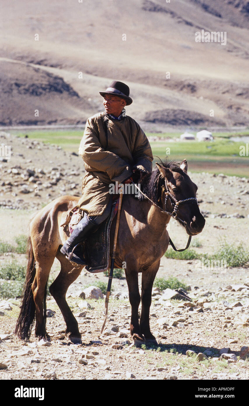 Nomad horseman mongolia Stock Photo - Alamy
