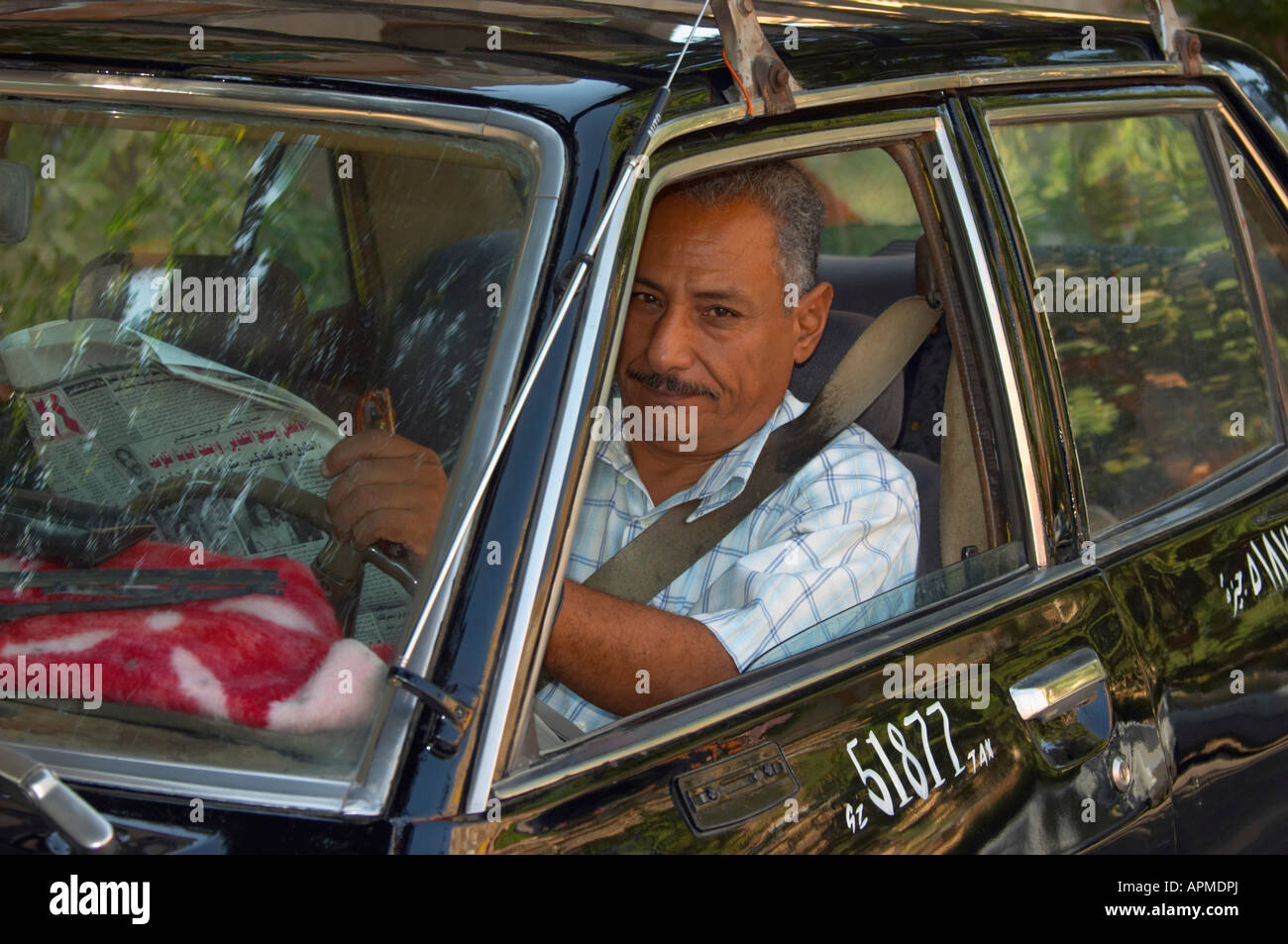 Taxi Driver In Taxi Looking Into Camera, Cairo, Egypt Stock Photo Alamy