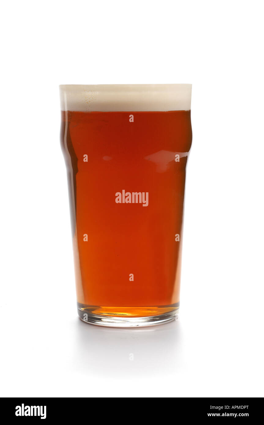 Pint of beer in straight glass Stock Photo
