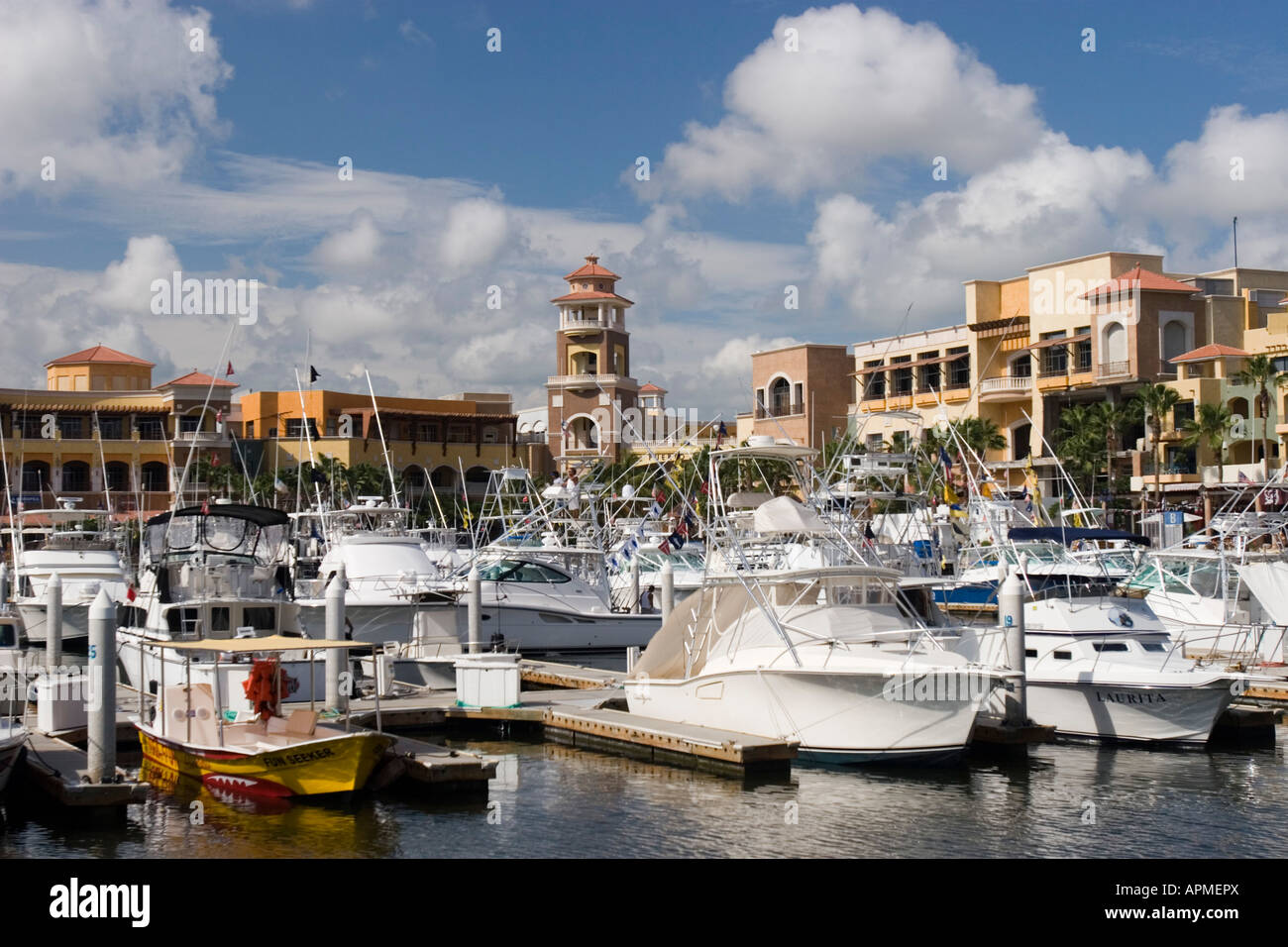 Game fishing boats in Cabo San Lucas Marina beside Puerto Paraiso Mall ...