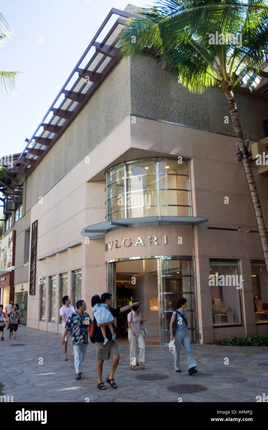 Bulgari designer shopping Waikiki Honolulu Hawaii USA Stock Photo