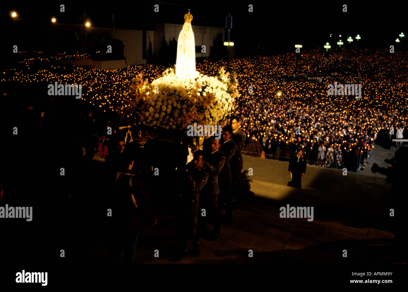 The statue of Our Lady of Fátima is carried to the sanctuary of Fátima