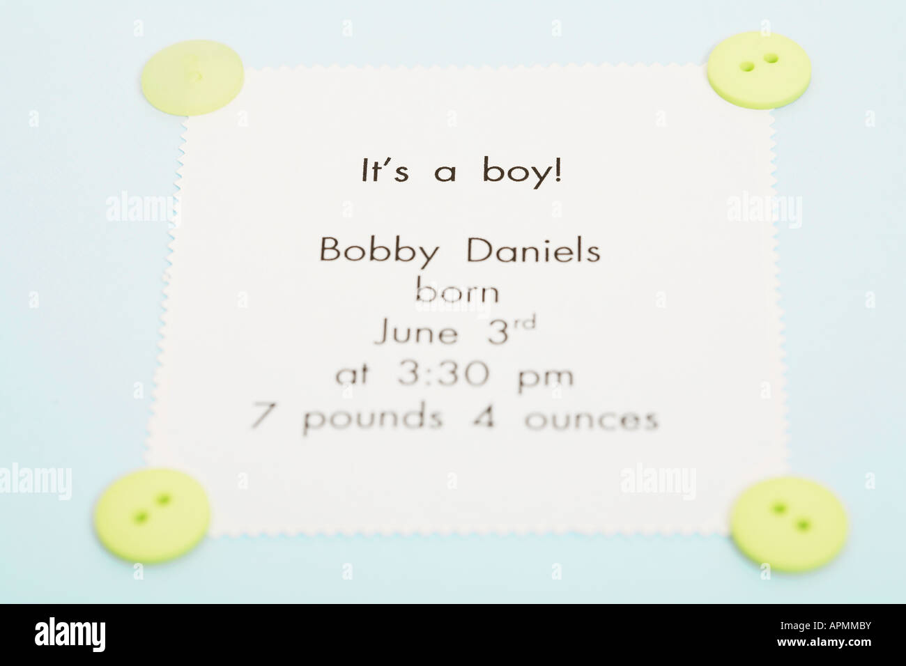 Birth announcement card Stock Photo Alamy