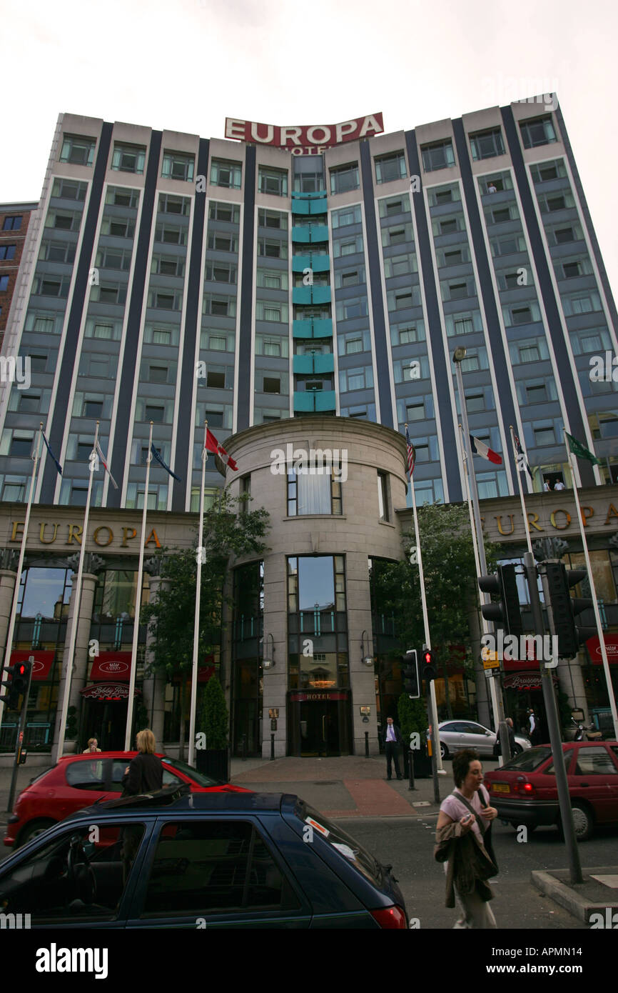 Famous Europa Hotel, the most bombed hotel in the world, Belfast Northern Ireland UK GB Britain NI Stock Photo