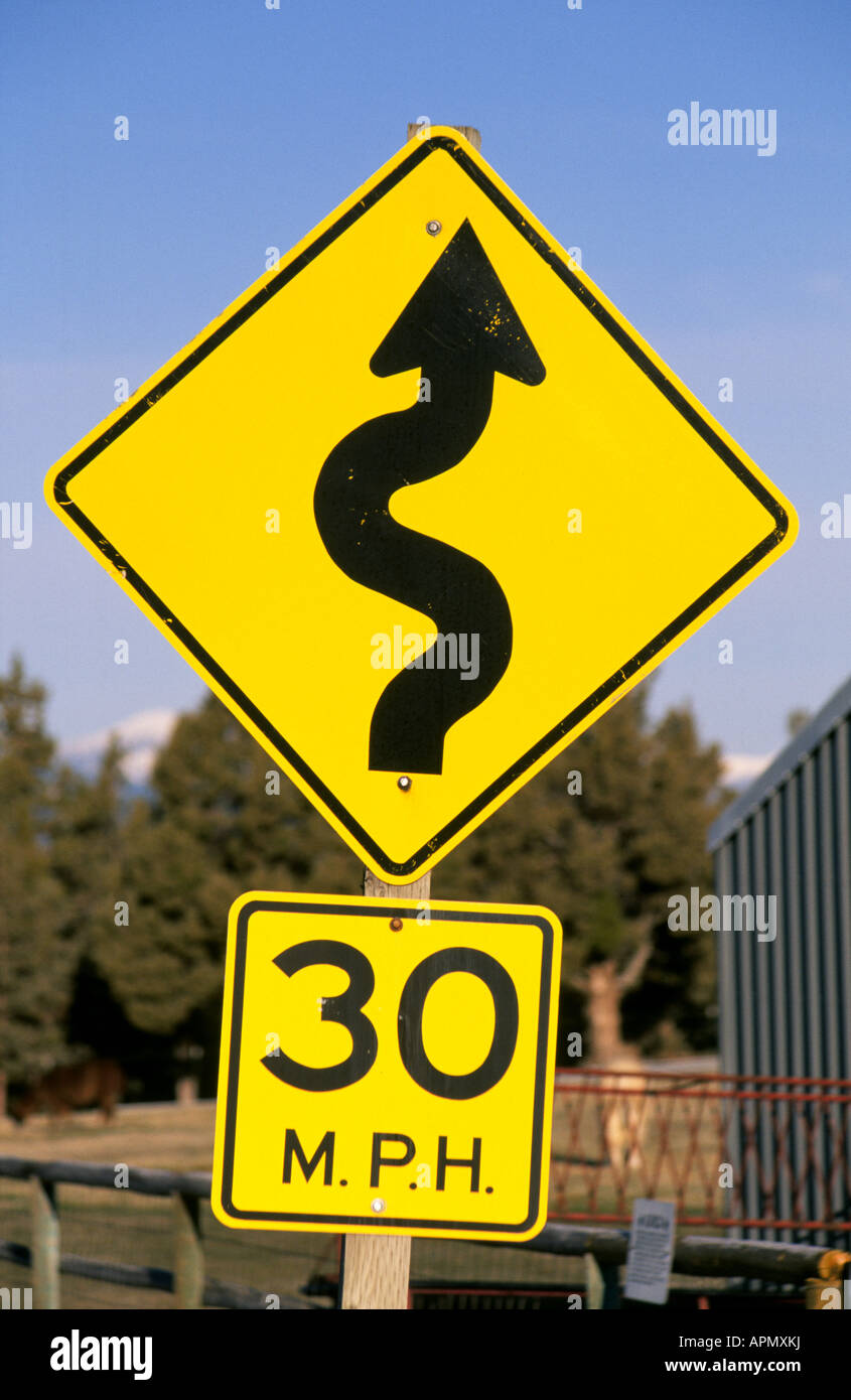 Dangerous Curves Road Sign Stock Photos Dangerous Curves Road