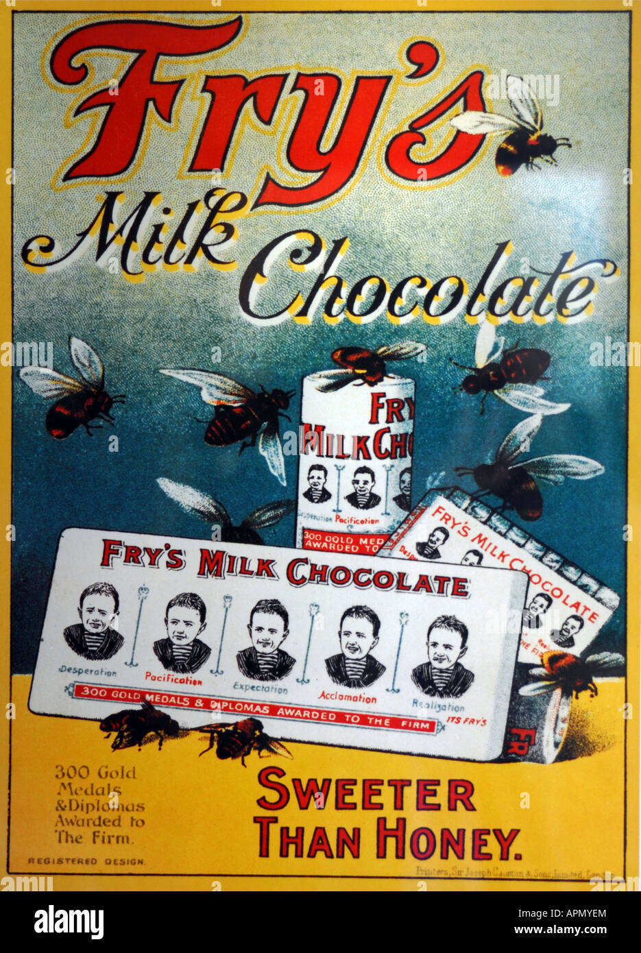 Old fashioned Fry's Milk Chocolate advert poster Stock Photo