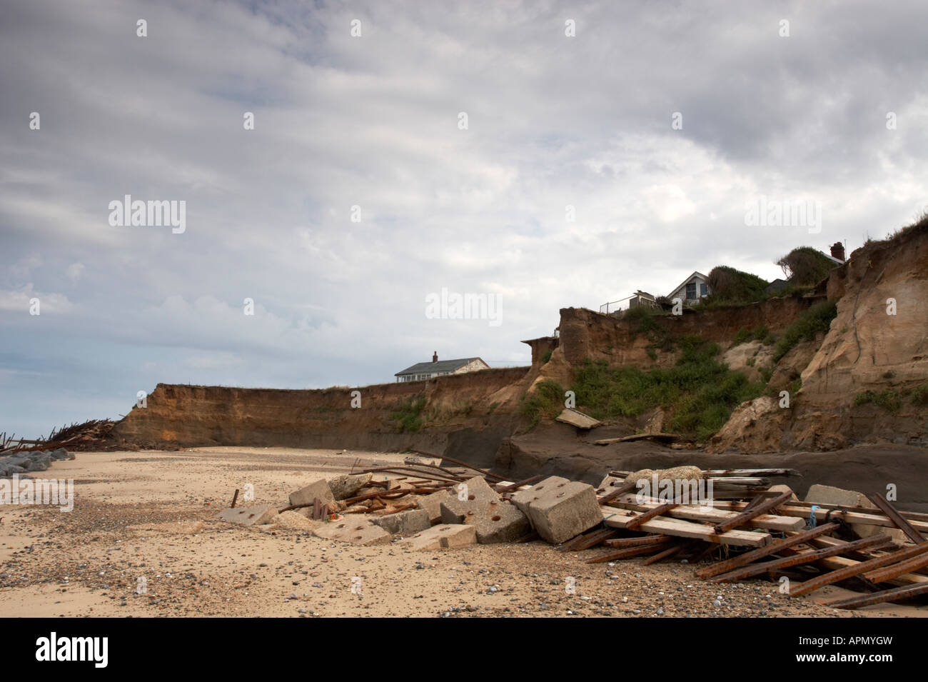 Broken defences happisburgh beach norfolk hi-res stock photography and ...