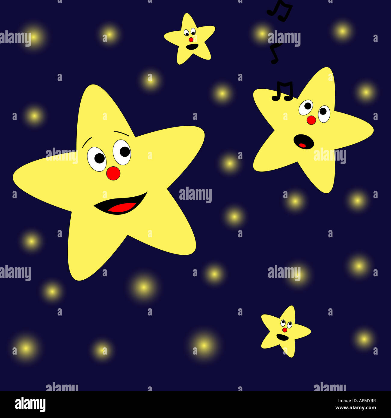 A star is singing a song for other stars Stock Photo