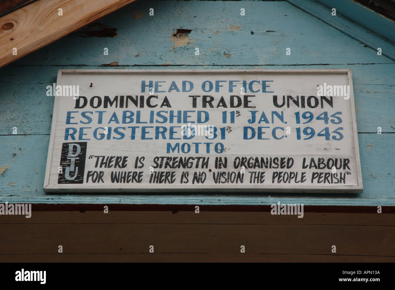 Head office of Dominica Trade Union in Roseau in Dominica Stock Photo