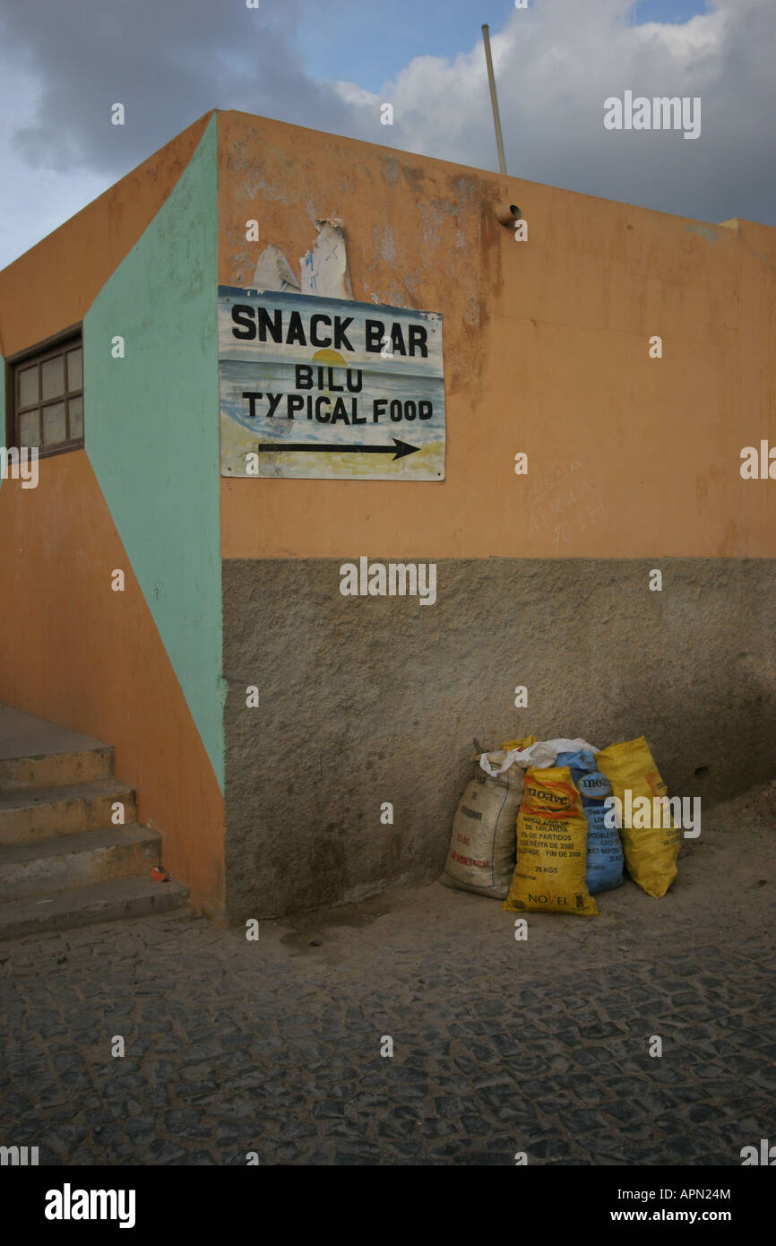 Quiet corner of a street in  Santa Maria on the Cape Verde island of Sal Stock Photo