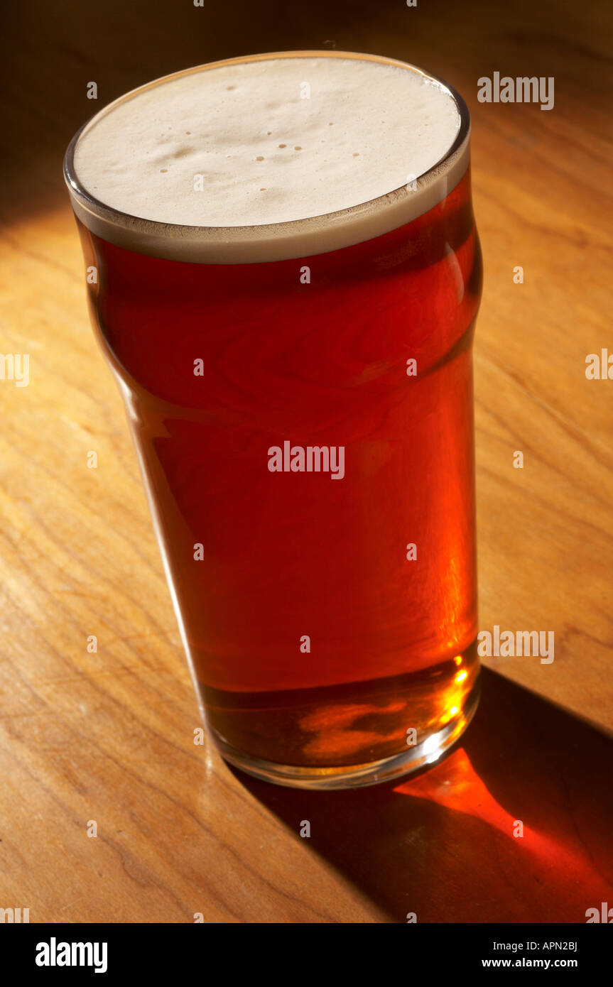 Pint of Beer in straight glass Stock Photo