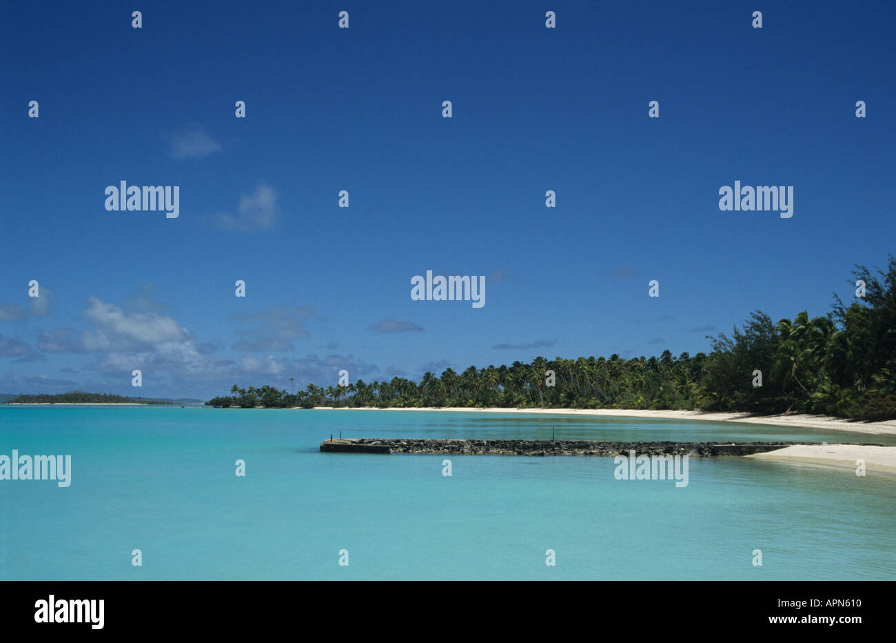 Aitutaki Lagoon and old jetty for flying boat service the Coral Route Cook  Islands Stock Photo - Alamy