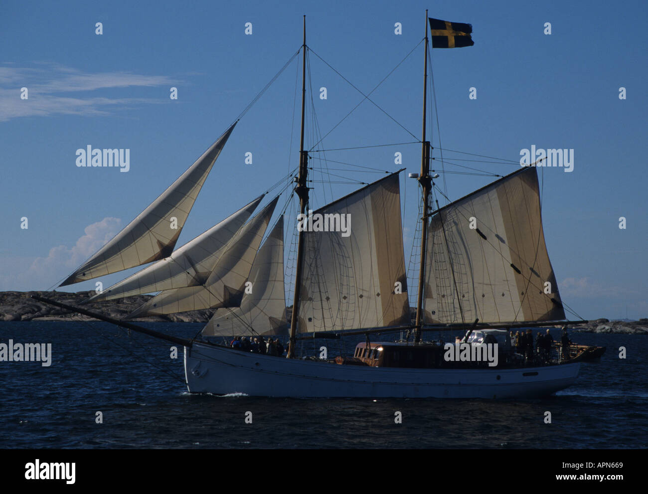 Baltic trader converted into gaff yawl on Sweden s west coast Stock
